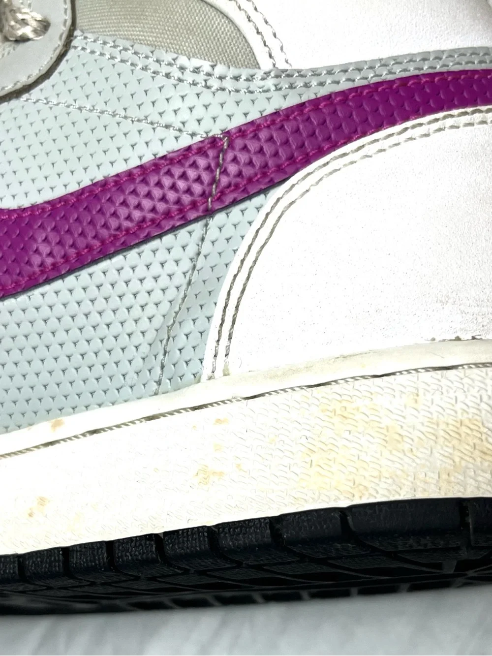 Nike Air Jordan High-Top Sneakers in Light Gray with Purple logo